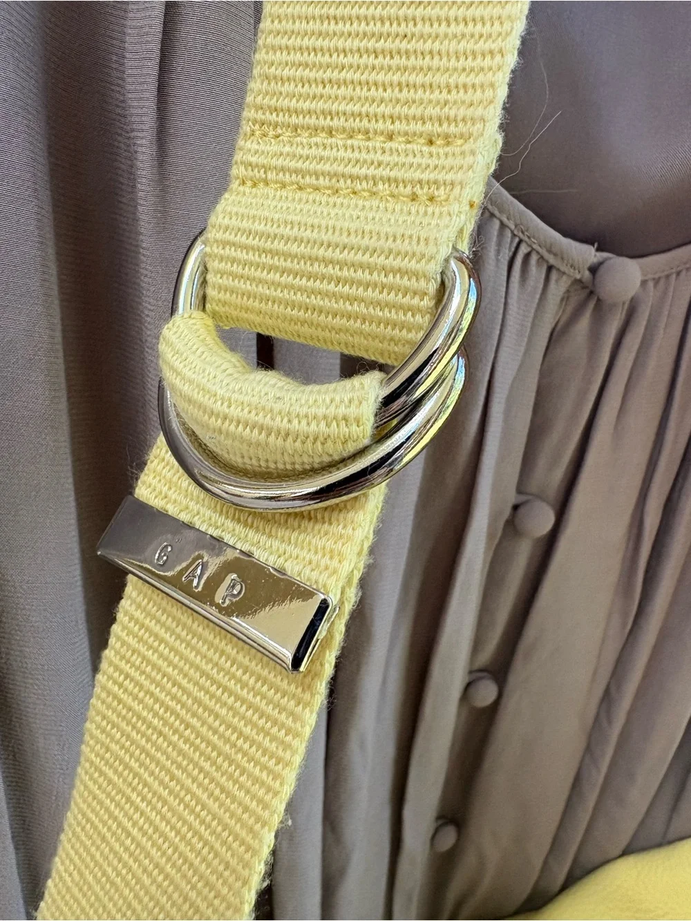 Gap Lemon 🍋 Yellow Purse Tote Shoulder Bag Hobo Fold Over 100% Leather Cloth Str